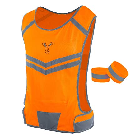 247 Viz The Reflective Vest With Inside Pocket & 2 High Visibility Running Safety Bands