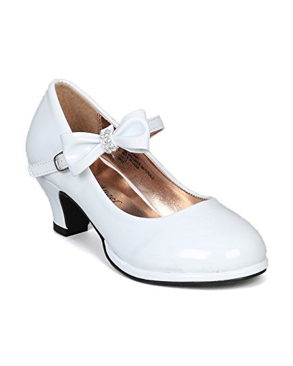 Little Angel Girls Tasha-685E Bow Mary Jane Pumps Dress Shoes