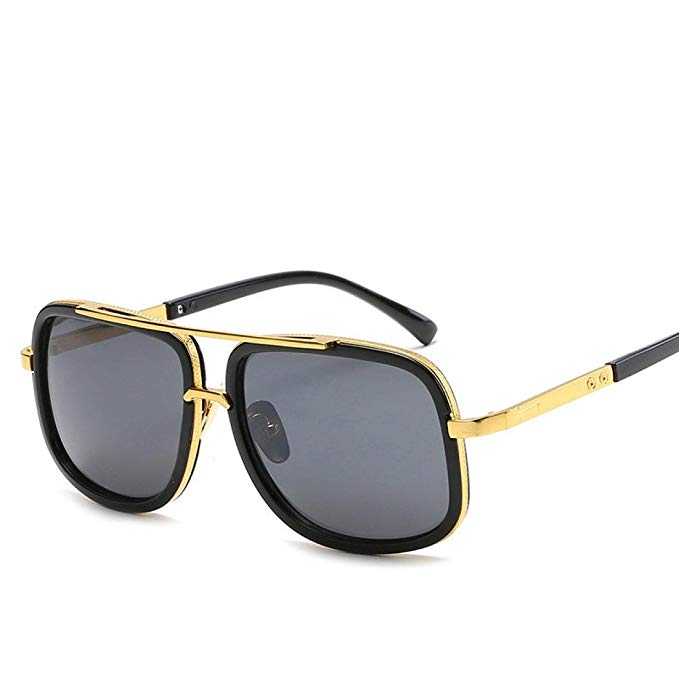 Ecurson Men Women Stylish Square Vintage Mirrored Sunglasses Eyewear Outdoor Sports Sun Protection Glasses (A)