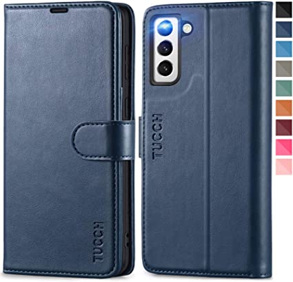TUCCH Galaxy S21  Plus Case, S21  Wallet Case with PU Leather Card Slots, Kickstand RFID Blocking Magnetic Clasp TPU Shockproof Flip Cover Case Compatible with Galaxy S21  Plus (6.7" 2021) - Dark Blue