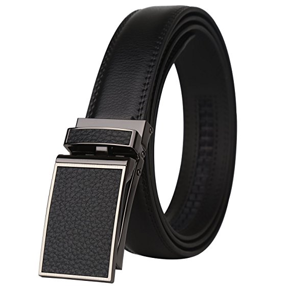 Dante Ratchet Click Genuine Leather Dress Belt for men with Automatic Buckle 1 1/8" Width