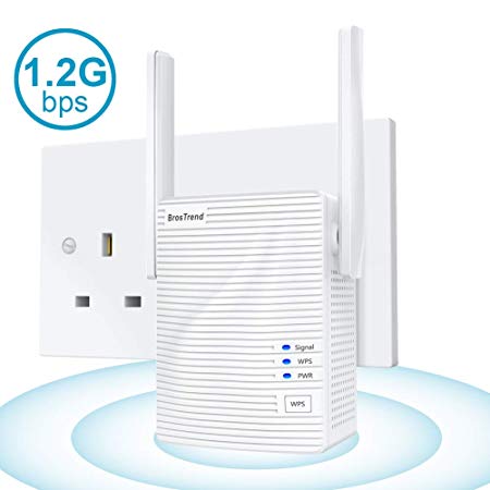 BrosTrend AC1200 WiFi Range Extender, up to 1.2Gbps WiFi Coverage | Extend 2.4 & 5GHz Dual Band Wi-Fi | 1200Mbps WiFi Signal Booster, Repeater | Also Work as Wireless Bridge, Access Point, Easy Setup