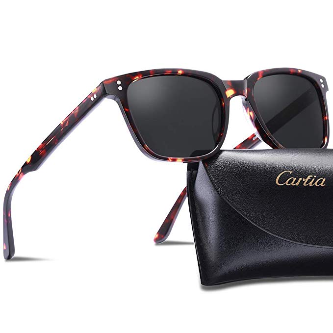 Carfia Retro Polarised Womens Sunglasses UV400 Protection Driving Outdoor Glasses Acetate Frame