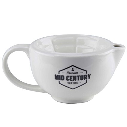 Mid Century Shaving Shave Scuttle Bowl for use with a Shaving Brush Wet Shaving - Cup or Mug Alternative (White)