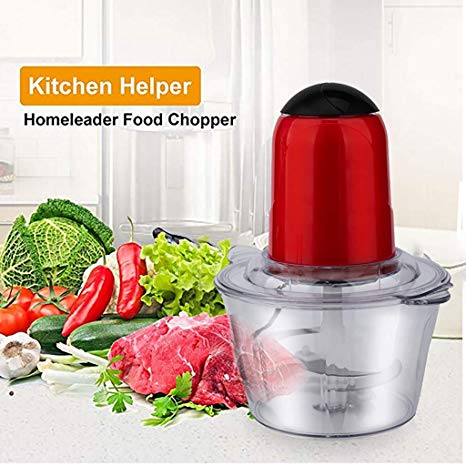 2020 NEW Electric Food Chopper,2L Glass Bowl Grinder For Meat, Vegetables, Fruits Nuts，Stainless Food Chopper Express Chop Bowl for Mincing, Chopping, Grinding, Blending and Meal Prep ， Food Processor (red)