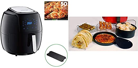 GoWISE USA 8-in-1 Digital Air Fryer with Recipe Book, 7.0-Qt, Black & 6 Piece Accessory Kit for 5.0 7.0-Quarts Electric Air Fryer, XL, DAA