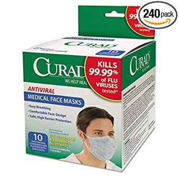 Antiviral Medical Face Mask, Pleated, 10/Box