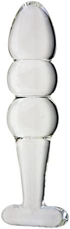 Wowlife SM Fetish Glass Penis Crystal Ball Anal Plug G-spot Stimulator Butt Pleasure Wand Mushroom Adult Sex Toy for Beginner (B)
