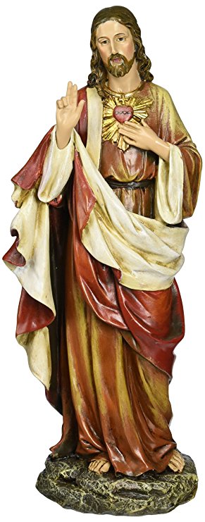 Joseph's Studio by Roman 10.25 Inch Tall Sacred Heart of Jesus figure, Made of Stone Resin and Hand Painted