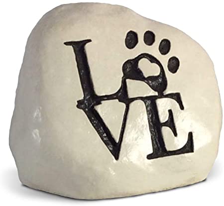 Love and a Paw Print. Engraved in a Heavy Little Rock - Packed in a Sturdy Gift Box