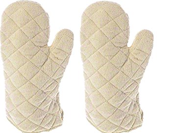 Update International 13 Inch Terry Cloth Oven Mitt Heat Resistant to 600 Degrees F Set of 2