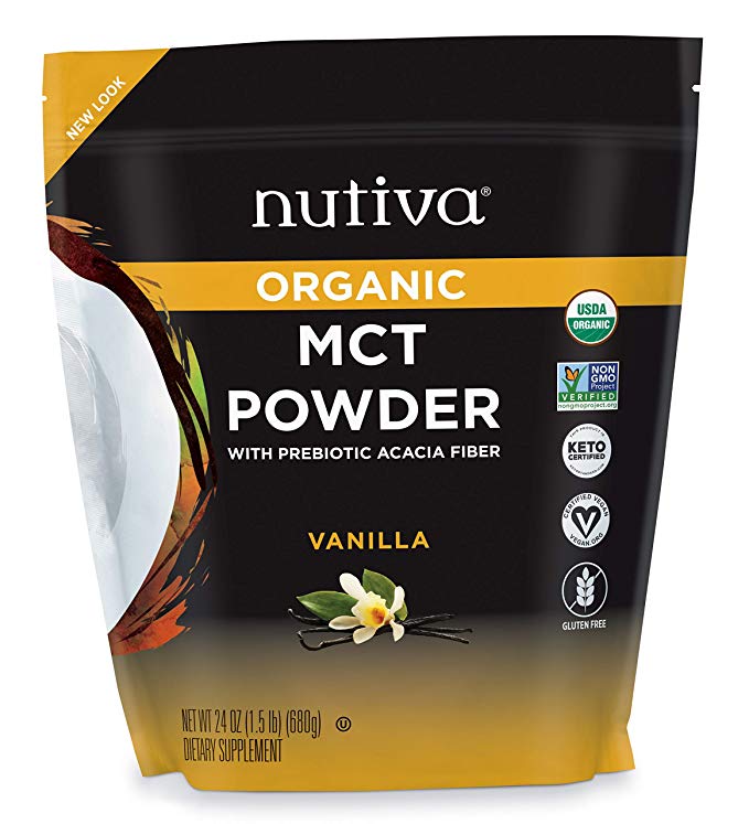 Nutiva Organic MCT Powder, Vanilla, 24 Ounce