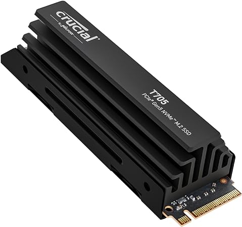 Crucial New 2024 T705 4TB PCIe Gen5 NVMe M.2 SSD with Heatsink - Up to 14,100 MB/s - Game Ready - Internal Solid State Drive (PC) -  1mo Adobe CC - CT4000T705SSD5