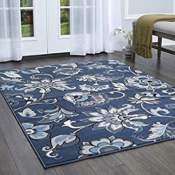 Home Dynamix Raffin Traditional Area Rug, Floral Navy/White 7'10"x10'2"