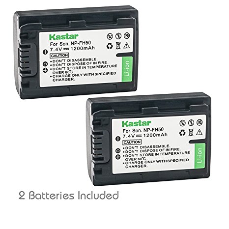 Kastar Battery (2-Pack) for Sony NP-FH50, NP-FH40, NP-FH30 & Sony DSLR-A230, DSLR-A330, DSLR-A290, DSLR-A380, DSLR-A390, HDR-TG1E, HDR-TG3, HDR-TG5, HDR-TG5V, HDR-TG7, DSC-HX1, DSC-HX200, DSC-HX100V