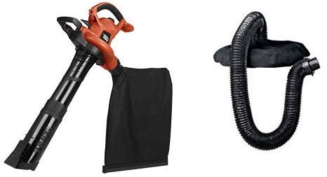 BLACK DECKER 3-in-1 Electric Leaf Blower, Leaf Vacuum, Mulcher, 12-Amp with Leaf Collection Kit (BV6600 & BV-006)