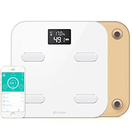 YUNMAI Bluetooth Smart Scale & Body Fat Monitor Bathroom Weight Scale - 10 Precision Body Composition Measurements - Body Fat, BMI & More - 16 Users recognized - Smartphone App for Healthy Weight Loss Tracking