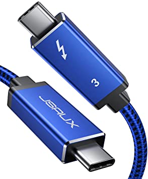 JSAUX Thunderbolt 3 Cable TB3 1M/40Gbps/5K(USB-C to USB-C), 40Gbps Data Transfer/ 100W 5A Charging/ 5K@60Hz Type C Compatible with External SSD, eGpu, USB-C Docking Station, MacBook, Dell - Blue