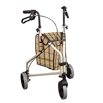 Drive Medical Winnie Lite Supreme Aluminum Three Wheel Rollator, Tan Plaid