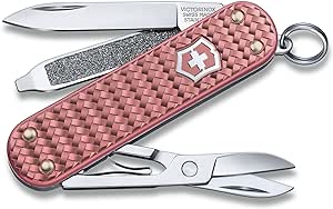 Victorinox Classic SD Precious Alox Swiss Army Knife, Compact 5 Function Swiss Made Pocket Knife with Small Blade, Screwdriver and Key Ring - Gentle Rose