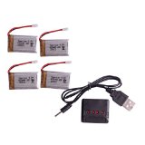 Teenitor 37V 600mAh 20C Lipo Battery4PCS with 4 In 1 X4 Battery Charger for Syma X5 X5C Parts