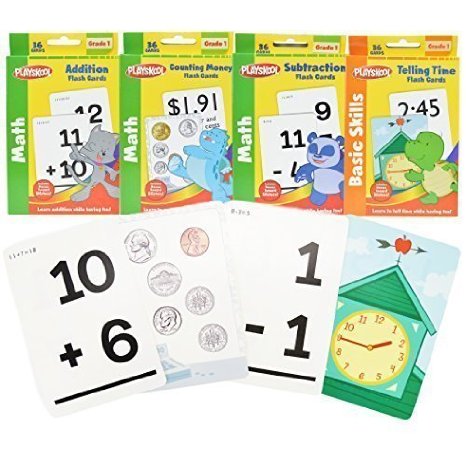 1st Grade Math Flash Cards with Stickers by Playskool - 4 Pack