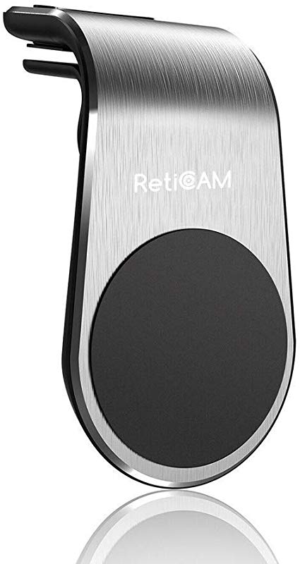 RetiCAM MC10 Magnetic Phone Car Mount – Universal Air Vent Smartphone Holder with Strong Magnets, L-Shaped Metal Design to Avoid Blocking Air Flow - for Cell Phones and Portable GPS (Silver)