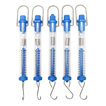 QWORK Set of 5 Spring Scale, Transparent Spring Balance Hanging Tube Spring Scale Set (1N, 5N, 10N, 20N, 30N)