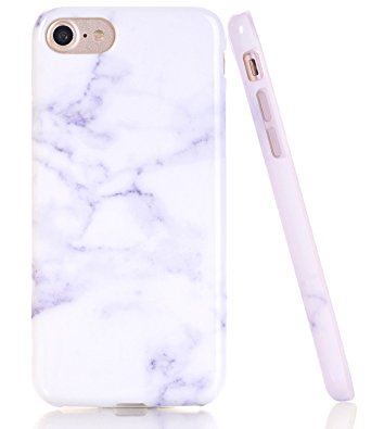iPhone 7 Case, White Marble Creative Design, BAISRKE Slim Flexible Soft Silicone Bumper Shockproof Gel TPU Rubber Glossy Skin Cover Case for Apple iPhone 7 4.7 inch (2016)