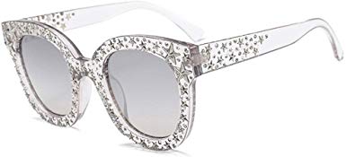 SamuRita Sparkle Vintage Star Rhinestone Cat Eye Sunglasses Novelty Glitter Shades