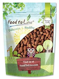 Food to Live Food to Live Dry Roasted California Almonds, 2 Pounds Oven Roasted Whole Nuts, Unsalted, No Oil Added, Vegan, Kosher. Good Source of Protein and Vitamin E. Great Keto-Friendly Snack