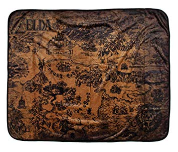 Bioworld Legend of Zelda Hyrule Map Video Game Plush Throw Blanket 48" x 60" (122cm x 152cm)