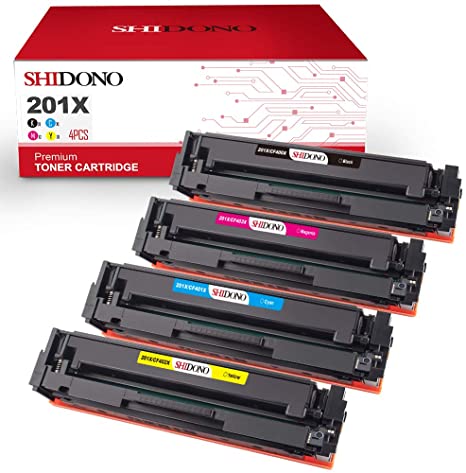Shidono Compatible Toner Cartridge Replacement for HP 201X 201A Fits with Laserjet Pro MFP M277dw/M277c6/M277n/M252dw/M252n/M274n Printer, 4-Pack [Black/Cyan/Yellow/Magenta]