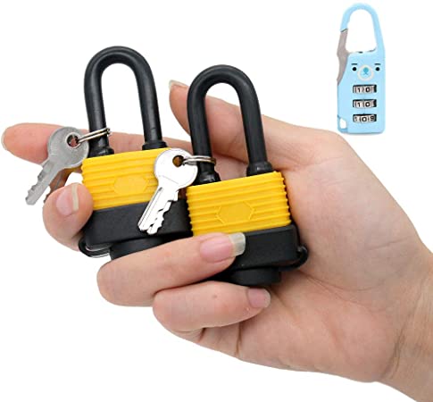 30mm Waterproof Padlock - Ideal for Home, Garden Shed, Outdoor, Garage, Gate Security (2 Pieces Set, Send a Small Password Lock)