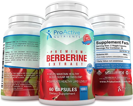 Berberine -1000mg for All Natural Heart & Cardiovascular Health and Healthy Blood Sugar Levels