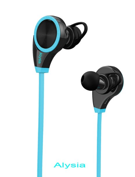 Bluetooth Headsets - Alysia® Earphones Wireless Headphones for Running with Mic (Bluetooth 4.1, aptX, CVC 6.0 Noise Cancelling, Sweatproof)