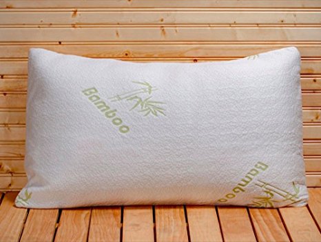 Original Bamboo Shredded Memory Foam Pillow with Removable Hypoallergenic Pillow Cover Case, Queen