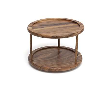 Lipper International 1302 Acacia Wood 2-Tier 10" Kitchen Turntable