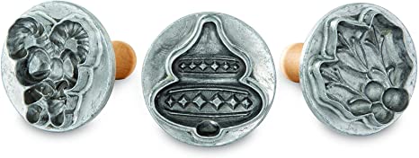 Nordic Ware Holiday Cast Cookie Stamps, 3-inch rounds, Silver