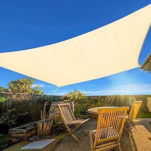 Artpuch 8'x12' Sun Shade Sail Curved Commercial Outdoor Shade Cover Cream Rectangle Heavy Duty Permeable 185GSM Backyard Shade Cloth for Patio Garden Sandbox (We Make Custom Size)