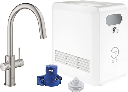 GROHE 31251DC2 Blue Professional Kitchen Faucet Starter Kit, SuperSteel InfinityFinish