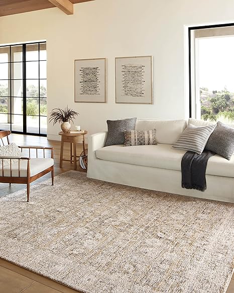 Loloi Amber Lewis x Loloi Alie Collection ALE-05 Gold/Beige 9'-6" x 13'-1", 0.13" Thick Area Rug