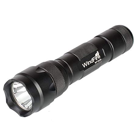 WindFire® New Wf-502b CREE LED Lighting Lamp Flashlight Cree Xm-l T6 LED 1000 Lumens 1 Mode Flashlight Torch plus 2x WindFire 4000mAh 18650 Rechargeable Batteries and Smart AC Charger Kit for Camping, Hiking, Hunting, Riding & Indoor Activities.