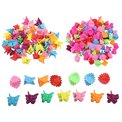 200 Packs Mini Plastic butterfly Colorful hair claw clips Accessories, for girls and women