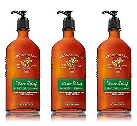 Bath & Body Works Aromatherapy Stress Relief Eucalyptus Spearmint Lotion 6.7 Fl Oz Each (3 Pack)