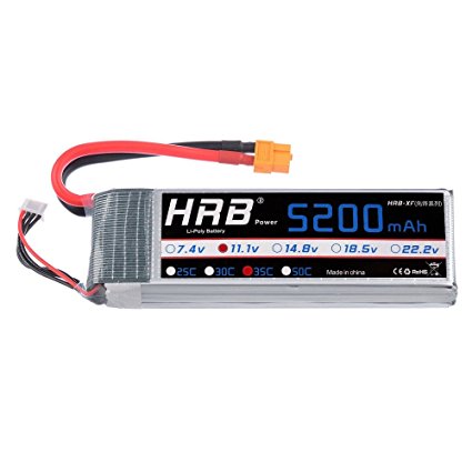 HRB RC Battery 3S 11.1V 5200mah 35C Lipo Battery with XT60 Plug for RC Hobby Car Rc Drone Boat Train Truck Helicopter