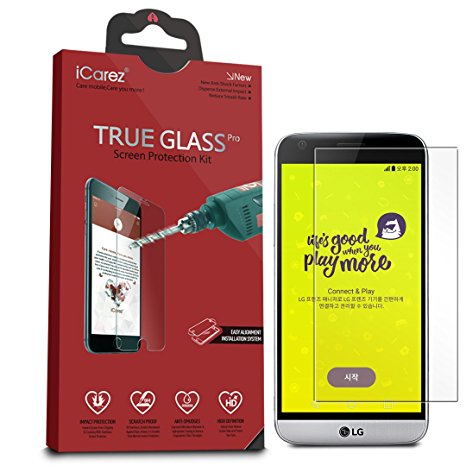 iCarez Premium Tempered Glass Screen Protector for LG G5 [9H 0.33MM 2.5D] Blalistic Easy Install - Retail Packaging