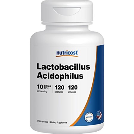 Nutricost Lactobacillus Acidophilus 10 Billion CFU, 120 Veggie Capsules - Positive Probiotic Balance (120 Caps)