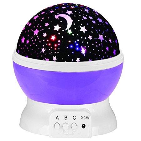 Elikeable [Newest Generation] 4 LED Night Lighting Lamp - Light Up Your Bedroom With This Moon, Star,Sky Romantic LED Nightlight Projector With USB Cable