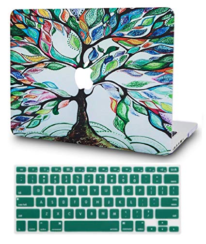 KEC Laptop Case for MacBook Pro 13" (2018/2017/2016) w/ Keyboard Cover Plastic Hard Shell A1989/A1706/A1708 Touch Bar (Colorful Tree)